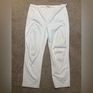 J. McLaughlin Margot Straight Leg Ankle Pants Size 12 Stretch Side Zip White